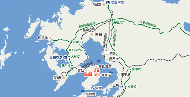 島原市へのアクセスマップ